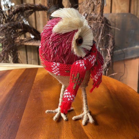 Pottery Barn Sisal, Pinecone and Twig Holiday Owl with Scarf and Burlap body 🦉 - Picture 3 of 16
